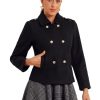 Pea Coat for Women's Classic Collar Casual Button Double Breasted Overcoat Winter Outerwear
