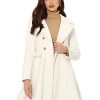 Women's Turn Down Collar Double Breasted Trendy Outwear Swing Winter Pea Coat