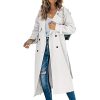 Women's Windbreaker Fall Winter Long Overcoat Classic Double Breasted Notched Lapel Peacoat Fashion Slim Coat