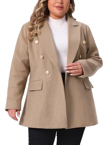 Women's Casual Coat for Women Plus Size Notch Double-Breasted Lapel Jacket Outwear Winter Coats
