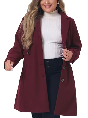 Plus Size Coat for Women Single Breasted Notched Lapel Elegant Winter Long Coat