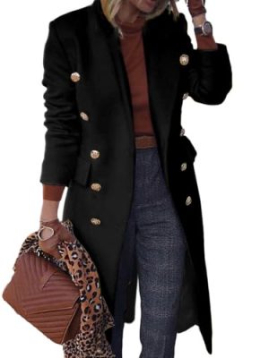 Wool Coats for Women Fall Winter Double Breasted Blazer Jackets Dress Pea Coat Long Trench Coat Peacoat