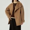 Womens Winter Stand Collar Wool Trench Coat Single Breasted Blazer Jacket Coat Loose Outerwear