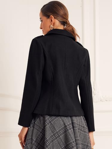 Pea Coat for Women's Classic Collar Casual Button Double Breasted Overcoat Winter Outerwear