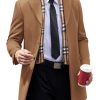 Men's Pea Coat with Detachable Plaid Scarfs Fall Single Breasted Wool Blend Trench Coat Winter Overcoat