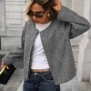 Womens Cropped Wool Blend Pea Coat Long Sleeve Button Down Jacket Peacoat Fall Winter Outerwear