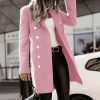 Women's Double Breasted Wool Blend Trench Coat Fall Winter Warm Pea Coats Long Overcoat Slim Fit Elegant Outerwear