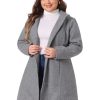 Peacoat for Women Plus Size Elegant Single Breasted Detachable Hooded Overcoat Trench Coat Jacket
