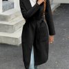 Womens Long Pea Coats Open Front Lapel Jackets Casual Belted Trench Coat Overcoats with Pockets