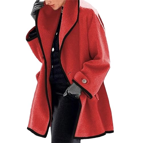 Women's Single Breasted Wool Blend Pea Coats Spring Fall Hooded Trench Coat for Women Casual Lightweight Overcoat