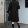 Women's Notch Lapel Double Breasted Wool Blend Mid Long Pea Trench Coat