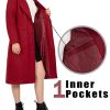 Women's Wool Blend Single Breasted Mid-Long Pea Coat Fall Winter Essential Notched Collar Overcoat