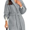 Womens Long Pea Coats Oversized Wrap Wool Blend Trench Coats Winter Open Front Cardigan Overcoats