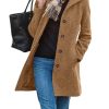 Womens Coats Winter Long Wool Coat Trench Coat Fall Clothes Casual Blazers Notch Lapel Breasted Jacket Blend Peacoat
