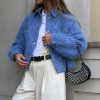 Women Cropped Jacket Short Wool Coats Winter Warm Pea Coat Outwear