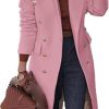 Women's Overcoat Notched Lapel Double Breasted Coats Fall Winter Elegant Wool Blend Trench Coat Long Jackets