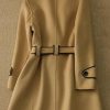 Women's Elegant Lapel Collar Wool Blend Midi-Long Pea Coat Jacket with Belt