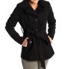 Bella Womens Wool Coat Button Up Jacket Belted Blazer