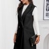 Womens Long Vest Fall Winter Wool Sleeveless Blazer Jackets Waistcoat Coats