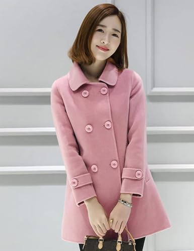 Womens Fall Winter Wool Coats Peacoat Double Breasted Trench Coats
