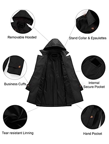 Women's Plus Size Trench Coat Double-Breasted Classic Lapel Overcoat Belted Outerwear Coat with Detachable Hood