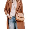 Womens Notched Lapel Collar Double Breasted Pea Coat Winter Wool Blend Over Coats Long Jackets