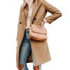 Women's Winter Wool Coat Mid-Long Notch Lapel Single Breasted Peacoat Casual Trench Coats Outwear