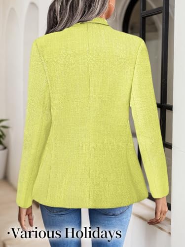2025 Fall Women's Tweed Plaid Blazer Jacket - Fully Lined Fashion Business Casual Lapel Elegant Coat with Pockets