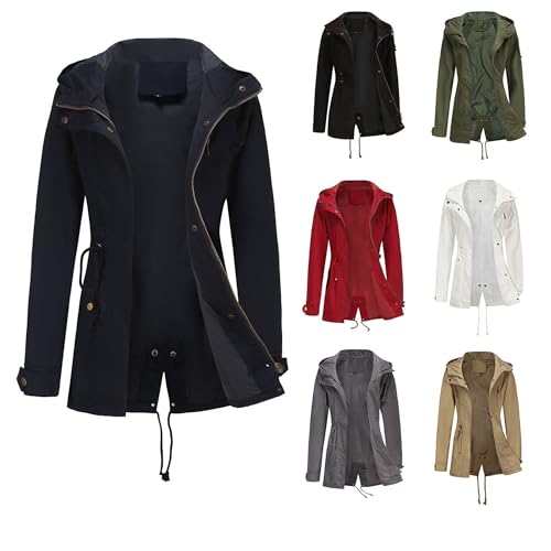 Women's Lightweight Military Anorak Jackets Safari Hoodie Utility Drawstring Coat Windproof Windbreaker Raincoats