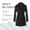 Women's Double Breasted Pea Coat Slim Winter Mid-Long Trench Coat with Long Belt