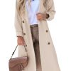 Women's Long Coat Notched Lapel Collar Double Breasted Pea Coat Winter Elegant Wool Blend Over Coats Jackets