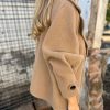 Women's Retro Lapel Double Breasted Wool Coat Business Casual Wool Blend Pea Coat Overcoat