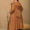 Women's Plus Size Hooded Trench Coat Faux Suede Long Wrap Coat Elegant Belted Fall Winter Outwear