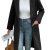 Womens Long Pea Coats Open Front Lapel Jackets Casual Belted Trench Coat Overcoats with Pockets