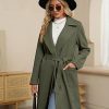 Women's Trench Coat Long Wool Blend Pea Coat Winter Casual Overcoat Notched Lapel Collar Belted Long Jacket Outerwear