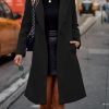 Womens Fall Winter Long Wool Coat Double Breasted Trench Coat Peacoat Jackets