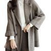 Women Wool Coat Peacoat Jacket Thick Loose Double Breasted Pea Coat Woolen Winter Overcoat