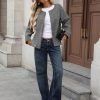 Womens Cropped Wool Blend Pea Coat Long Sleeve Button Down Jacket Peacoat Fall Winter Outerwear