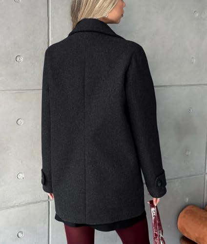 Women's 2025 Fall Winter Double Breasted Wool Coat Mid Long Dressy Casual Pea Coat Overcoat