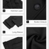 Womens Cropped Pea Coat Double Breasted Dressy Casual Notched Lapel Wool Blend Overcoat with Belt