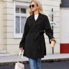 Women's Wool Blend Coat with Pockets Mid-Long Winter Overcoat, Thick Wool & Pea Coats jacket with Belt