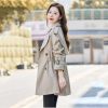 Women Elegant Slim Trench Coat Mid Length Jacket Lined Plus Size Office Windbreaker