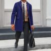 Men's Pea Coat with Detachable Plaid Scarfs Fall Single Breasted Wool Blend Trench Coat Winter Overcoat