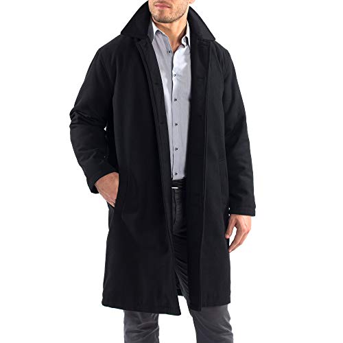 Zach Men’s Wool Blend Overcoat – Knee-Length Trench Coat, Runs Large for Layering Over Suits or Sweaters