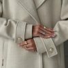 Women's Herringbone Double Breasted Wool Coat Notched Lapel Work Casual Wool Blend Trench Pea Coat Jacket