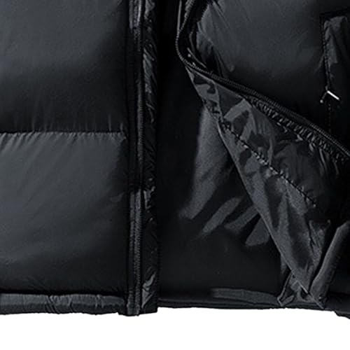 Thicken Warm Bubble Down Jacket for Men Water-Resistant Stand Collar Zipped Puffy Coat Casual Long Sleeve Outwear
