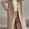 Women Long Winter Plaid Wool Coat Double Breast Trench Pea Coat Overcoat with Belt
