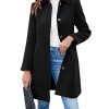 Womens Elegant Single Breasted Coat Long Sleeve Mid Winter Overcoat Work Office Pea Coats