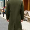 Mens Wool Blend Casual Trench Coat Notched Collar Lapel Long Jacket Double Breasted Classic Winter Overcoat