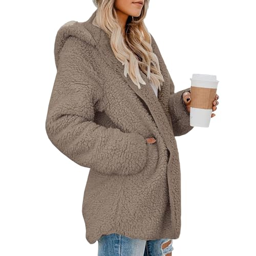 Plaid Flannel Shacket Women Plush Fuzzy Fleece Jacket Oversized Cardigans Winter Coats Open Front Cardigan Sweaters